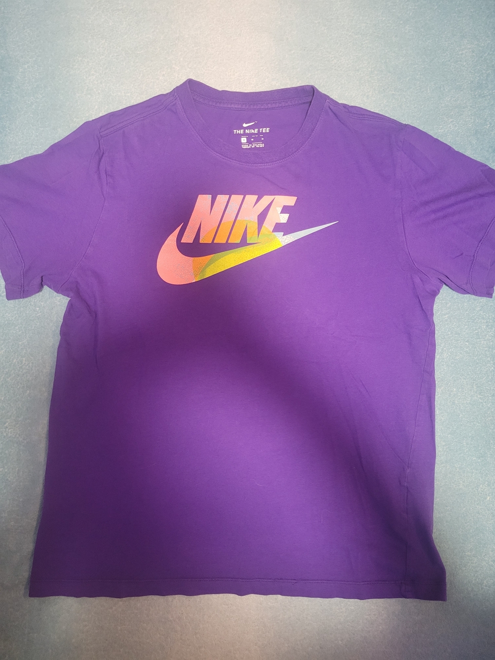 Nike Purple Short Sleeve Tee with Sunset Gradient Swoosh